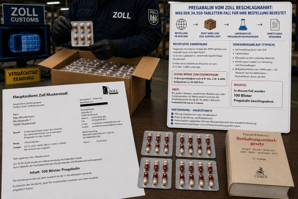 Pregabalin Zoll Kontrolle – sichergestellte Tabletten beim Hauptzollamt