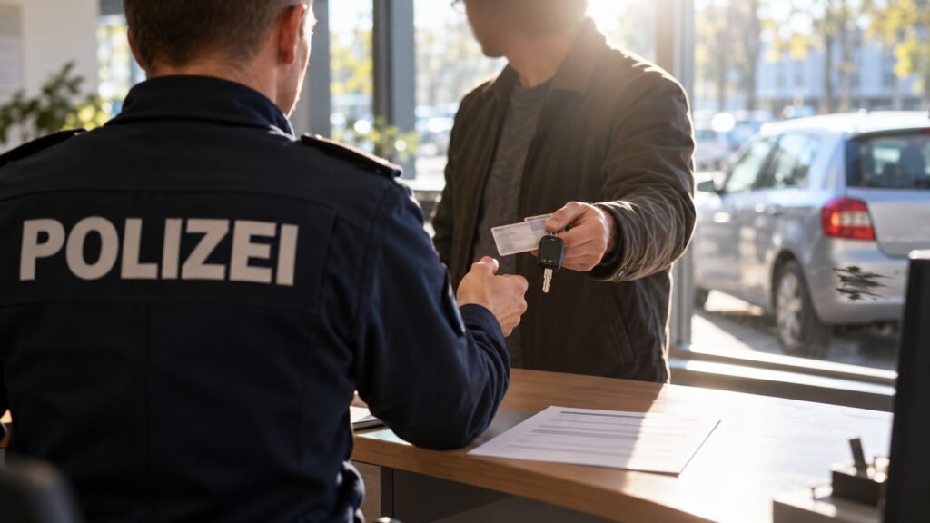 Tätige Reue: Mann meldet auf der Polizeiwache einen Parkschaden und reicht Führerschein und Autoschlüssel über den Tresen